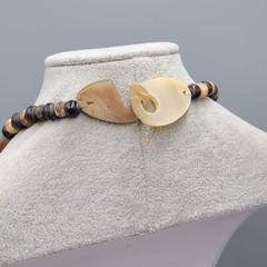 West African Buffalo Horn Necklace Hand Carved Large Statement Beads 24″