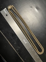 VTG Goldtone Textured Double Strand 24” Necklace Chain Strung Box Clasp Heavy