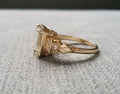 Art Deco Vintage Antique 4.20 Ct Diamond Wedding Ring 14K Yellow Gold Over