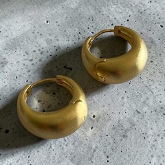 Chunky Gold Hoop Earrings Dome Style Thick Huggies Minimalist Everyday Jewelry