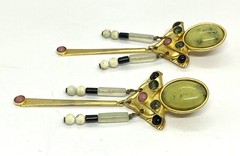 VTG Gale Rothstein Designs Inc Metal Semi Precious Stones Dangle Earrings 3.1/4”