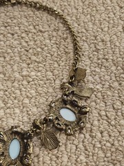 SUGARFIX Brass Blue White Bead Scoop Necklace