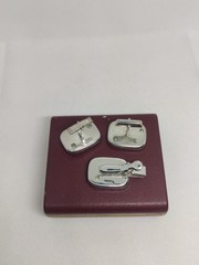 Retro Swank Cufflinks & Tie Bar Set Silvertone W/Enamel Jockey Harness Racing