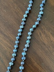 Freshwater Pearl Necklace 16″ Hand Knotted Peacock Iridescent 925 Clasp