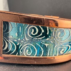 Vintage Matisse Bracelet Copper Tone Enamel Signed 6.5”
