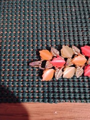 Vintage Lisner Silver tone Filergee Band With Thermoset Autumn Colored Leaves