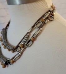 Ethnic Metal Wood Beads 2 Layered 18″ + 3.5″ Extender