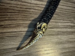 DL Auld Vintage Chainmail Mesh Snake Belt Necklace Black Gold Lariat Choker 42”