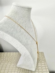 Vintage Monet Gold Tone Double Ball Slide Lariat Necklace Adjustable MCM Y2K