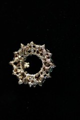 Red, White and Green Rhinestone Brooch BR47B