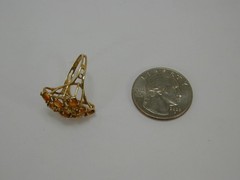 Vintage 10K Yellow Gold Citrine Marquise Cluster Cocktail Ring Size 6 417 Solid