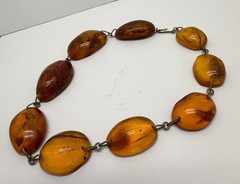 Vintage Amber Necklace Large Natural Amber Beads Baltic Style Statement 41.4g