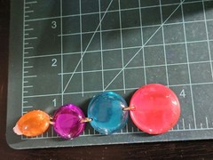 Vintage Multicolor Lucite Plastic Dangle Clip On Earrings Orange Blue Purple