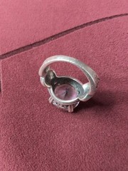 Vintage Pink Topaz w/Marcasite Art Deco Style 925 Sterling Silver Ring Size 5.75