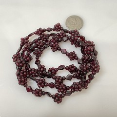 Bohemian Garnet Grape Cluster Necklace Vintage 34″ Long 90 grams