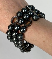 Vintage 1990’s to 2000’s Y2K pewter bead triple strand stretch bracelet by CHAPS