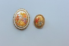 Vintage lot Cameo Style romantic Brooch Pin 1 signed West Germany PG25