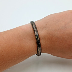 925 CU Hinged Bangle Bracelet 2.5in Engraved Sterling Silver 8g Patina Thailand