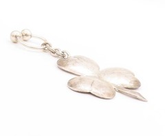 925 Sterling Silver Vintage Keychain Solid Good Luck Leaf Clover Design TR4016