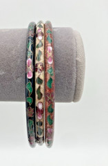 Chinese Cloisonne Enamel Bracelets (Lot of 3) Floral Design Vintage