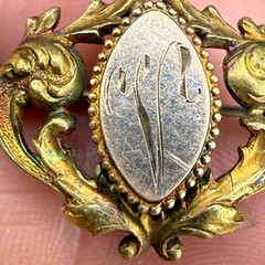 Vintage Gold Filled Watch Fob Brooch Engraved Monogram “V”