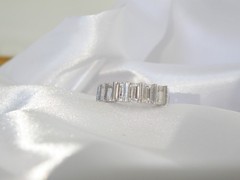 Sterling Silver 925 1.5ct Baguette CZ DQ Pinky Band Ring Size 6