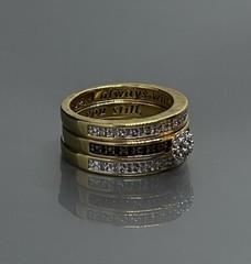 Womens Size 7 Ring Yellow Gold Plated Brown White Diamonds Engagement