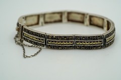 Vintage FAS Sterling Silver Marcasite Bracelet 7.5″ x 9mm 22.95g JB43