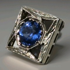 18K & 14K White Gold Antique Art Deco Sapphire Stick Pin