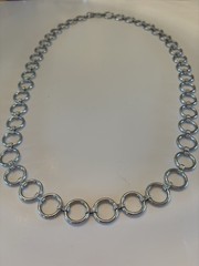Vintage Long Silver Circle Necklace