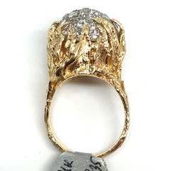 Antique Cluster 14k Yellow White Gold Cocktail Pave 2.70Ct Diamond Ring Estate