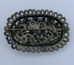 Large Antique 1920’s Victorian Three Rose Handmade Pot Metal Brooch No Brand