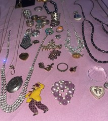 Vintage Estate Costume Jewelry Lot Rings Bracelet Necklace Earrings Pins