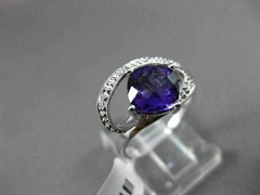 ESTATE LARGE 1.52CTW DIAMOND & AAA AMETHYST 14KT WHITE GOLD FLOATING 3D RING