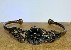 Floral Bracelet Copper 3D Design Brass & Copper Charming Vintage Look Fashion