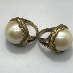 Vintage 18K GE Plated Signed A Faux Pearl Ring varied sizes