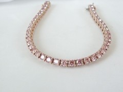 Gold on Sterling Silver 925 Natural Morganite Tennis Bracelet 7.5″