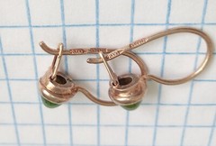 Vintage Earrings Nephrite Stone silver 875 test star USSR tsmes Women Jewelry