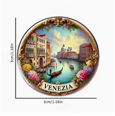 BROOCH BADGE- Retro Venice Canal, Compact Easy to Carry, Ideal for Apparel, Bags