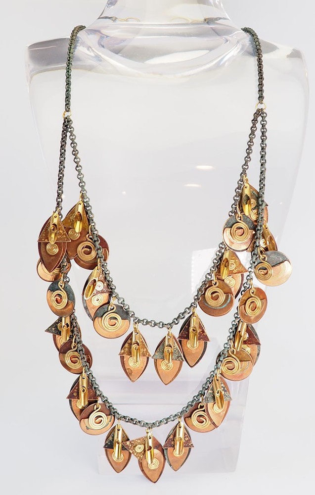 One of a kind handmade copper brass mixed metal artisanal necklace