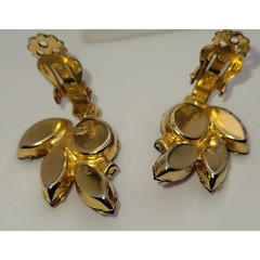 Vintage Set Gold-tone & Rhinestone Brooch and Clip on Earrings
