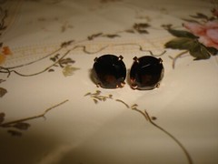 Vintage Collectible Unique 14k Yellow Gold Smokey Quartz Stud Pierced Earrings