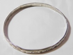 Vintage Mexico Sterling Silver Engraved Bangle Bracelet B595