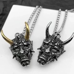 Halloween Vintage Necklace Ghost Face Pendant Zinc Alloy Men Women 45+5cm