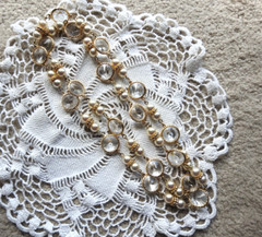 Vintage Gold Tone Faceted Crystal Pearls No Clasp Necklace 34″