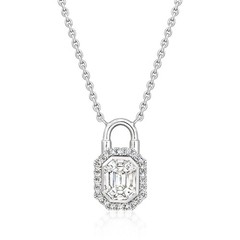 Vintage .54 ct. t.w. Diamond Padlock Necklace in 18kt White Gold. 15.5 inches