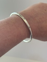 Vintage Mexico 925 Sterling Silver Bangle Bracelet Starburst Etched TS-120 13.9g