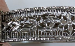 Antique Art Deco/Art Nouveau Filigree Bracelet Blue Glass