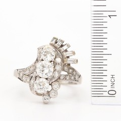 Vintage Old European Cut Diamond Cluster And Yellow Gold Ring ART DECO DESIGN