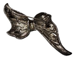 Vintage Marcasite Bow Brooch Silver Tone Large Pin Granny Core 2.5 x 2.5 in